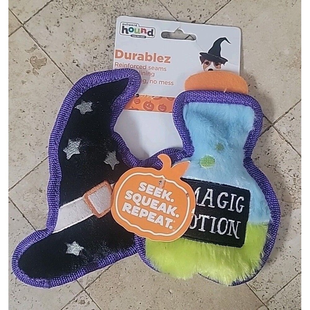 2 Outward Hound Durablez Witches Hat/Magic Potion  Squeaky Toys